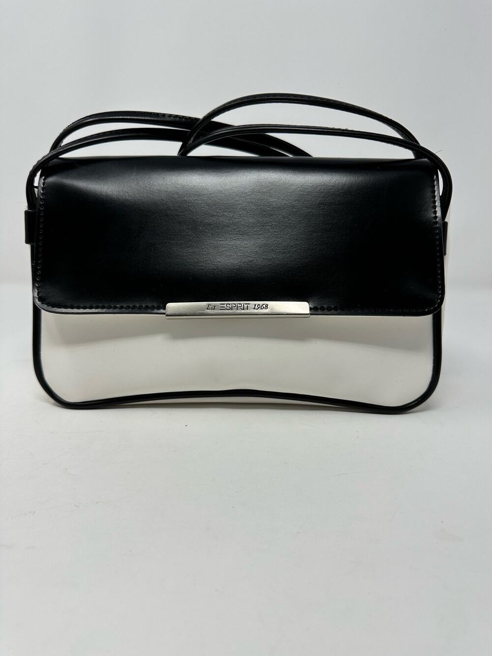 Vintage 90’s NWOT Esprit Black and White Classic Shoulder Bag Double Strap Purse
